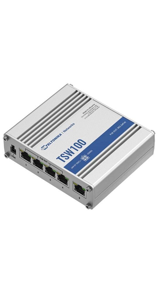 Teltonika DSL/WLAN Module TSW100 Industrial Unmanaged PoE+ Switch Silber