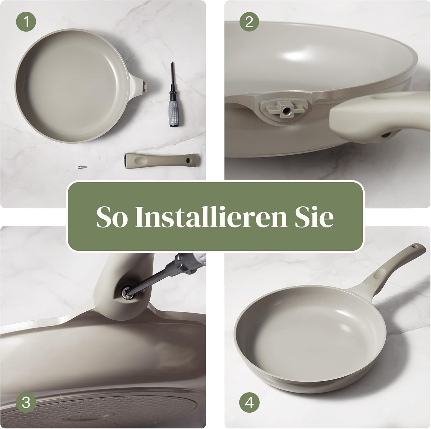 Redchef Topfsets Pfannenset, Keramik Topfset Induktion, Kochgeschirr-Set 11-teiliges, Induktions Töpfe Set mit Glasdeckel, PTFE-frei PFAS-frei für alle Herdarten geeignet, Spülmaschinenfest (Grau)