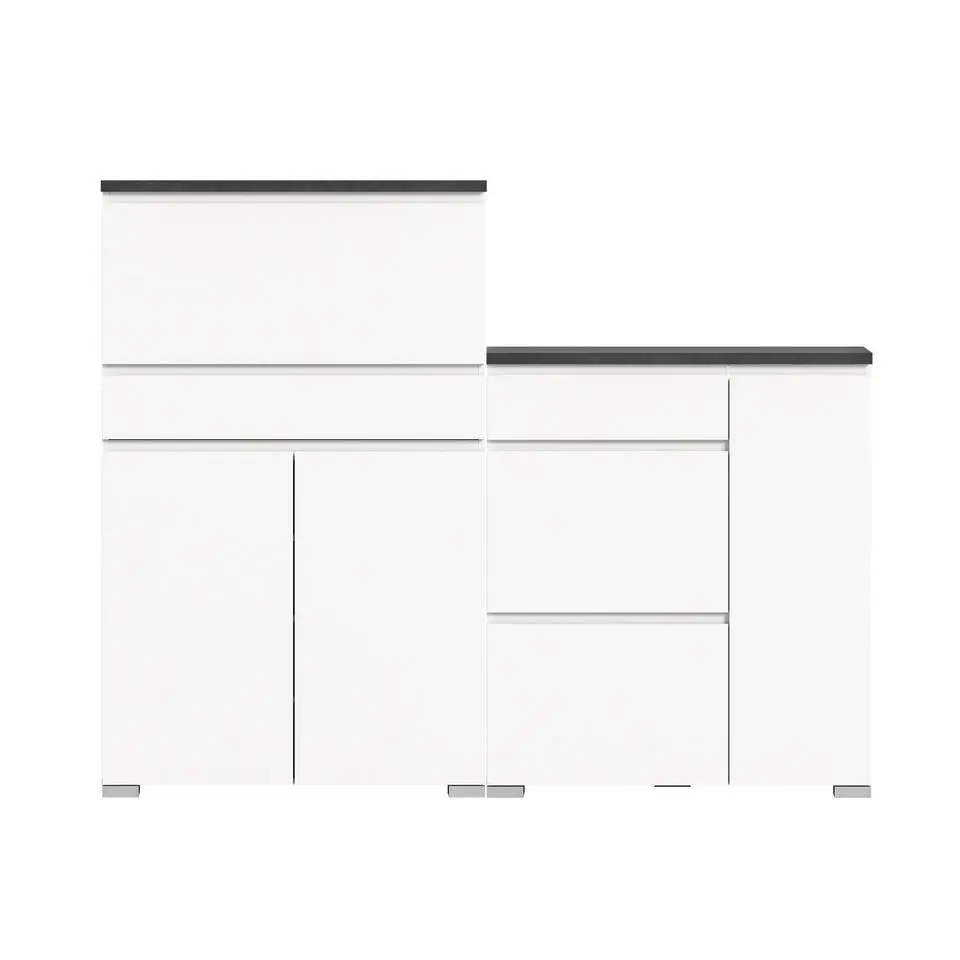 Hioshop Shoelove schoenenkast set met 2 3 deuren- 2 vouwdeuren- 1 lade wit