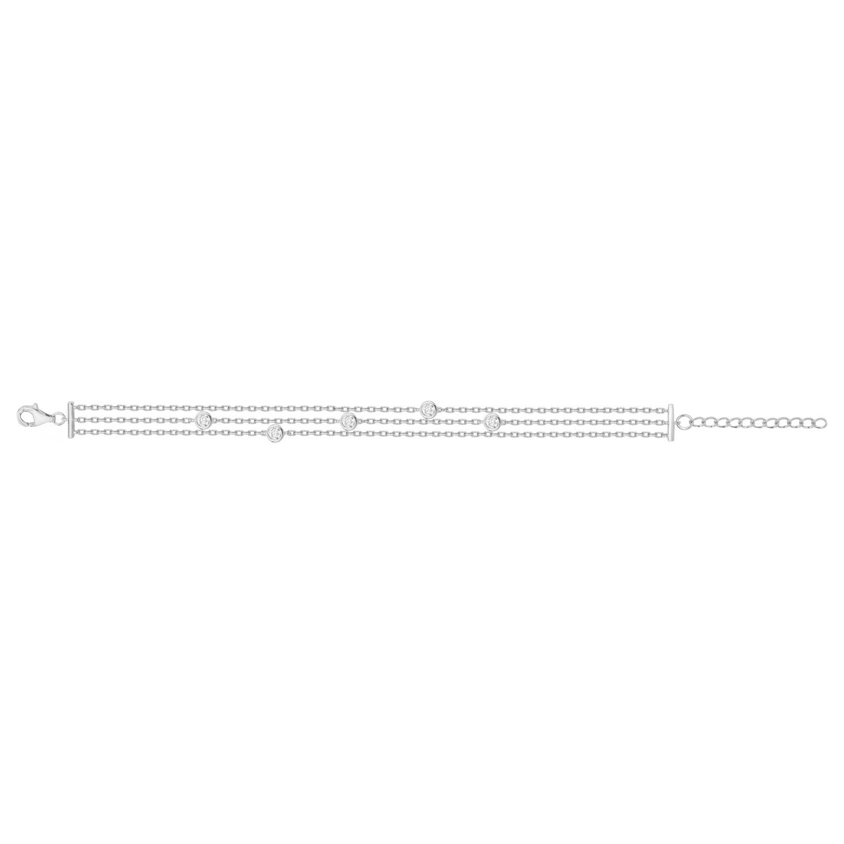 Bracelet souple multi-motifs en Argent avec oxyde de zirconium blanc