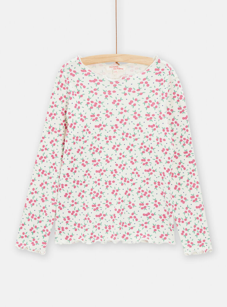T-shirt manches longues imprimé fleuri pour fille