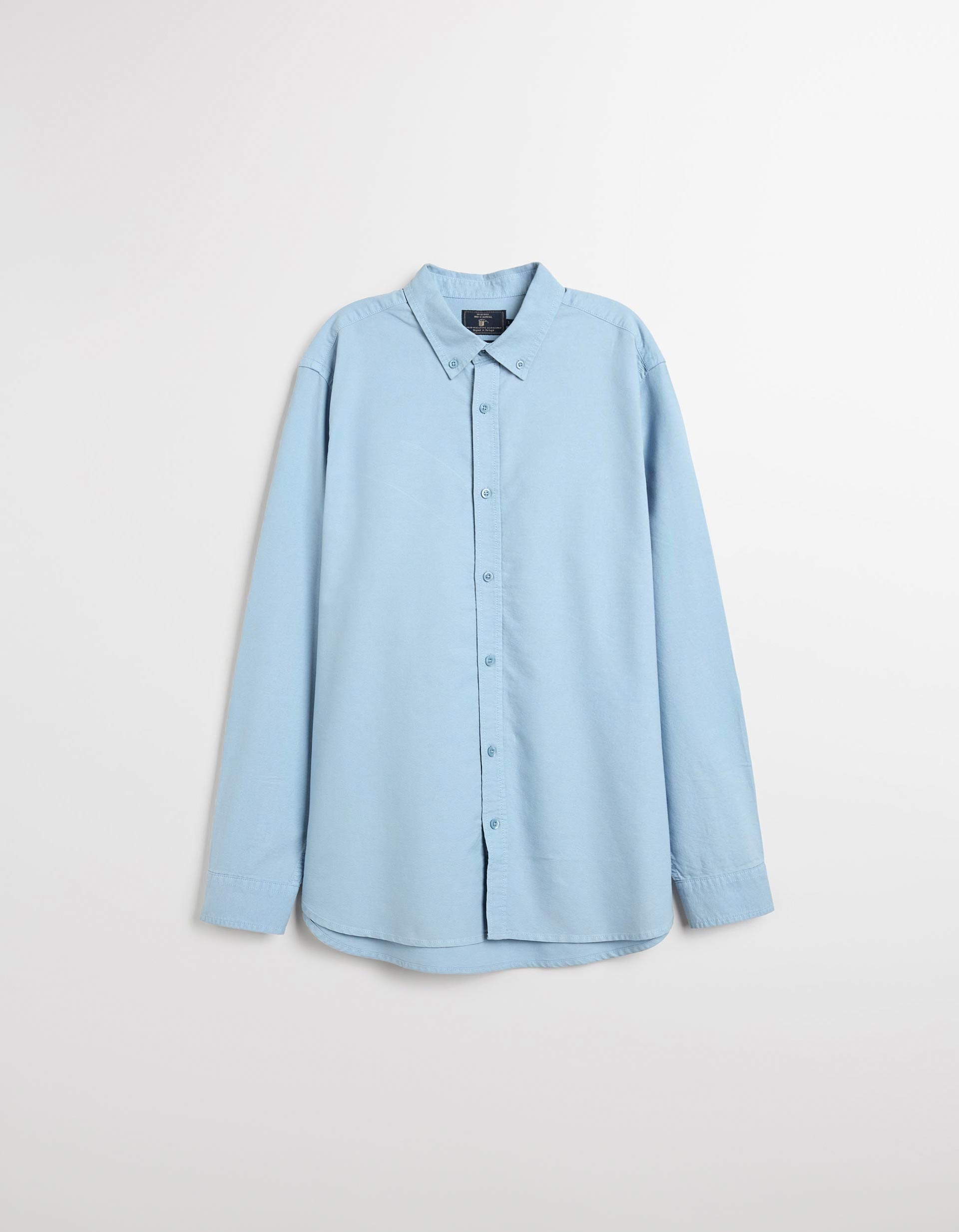 Camisa de Manga Comprida Oxford, Homem, Azul