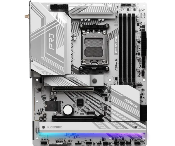 ASRock X870 Pro RS WiFi - Bundkort - ATX - Socket AM5 - AMD X870 Chipset - USB4, USB 3.2 Gen 1, USB-C 3.2 Gen 2x2 - 2.5 Gigabit LAN, Wi-Fi 7, Bluetooth - onboard grafik (CPU påkrævet) - HD Audio (8-kanaler)