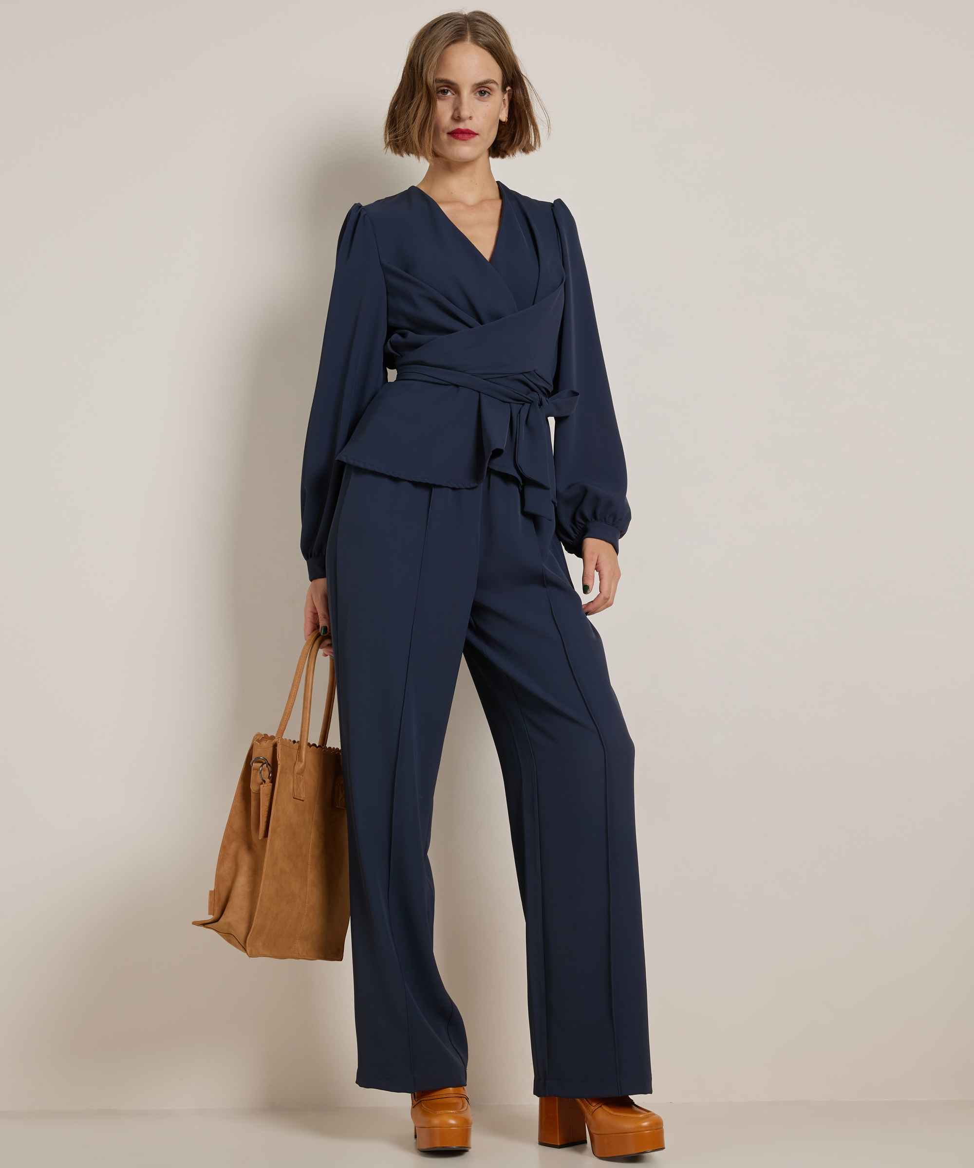 wide fit broek met naad