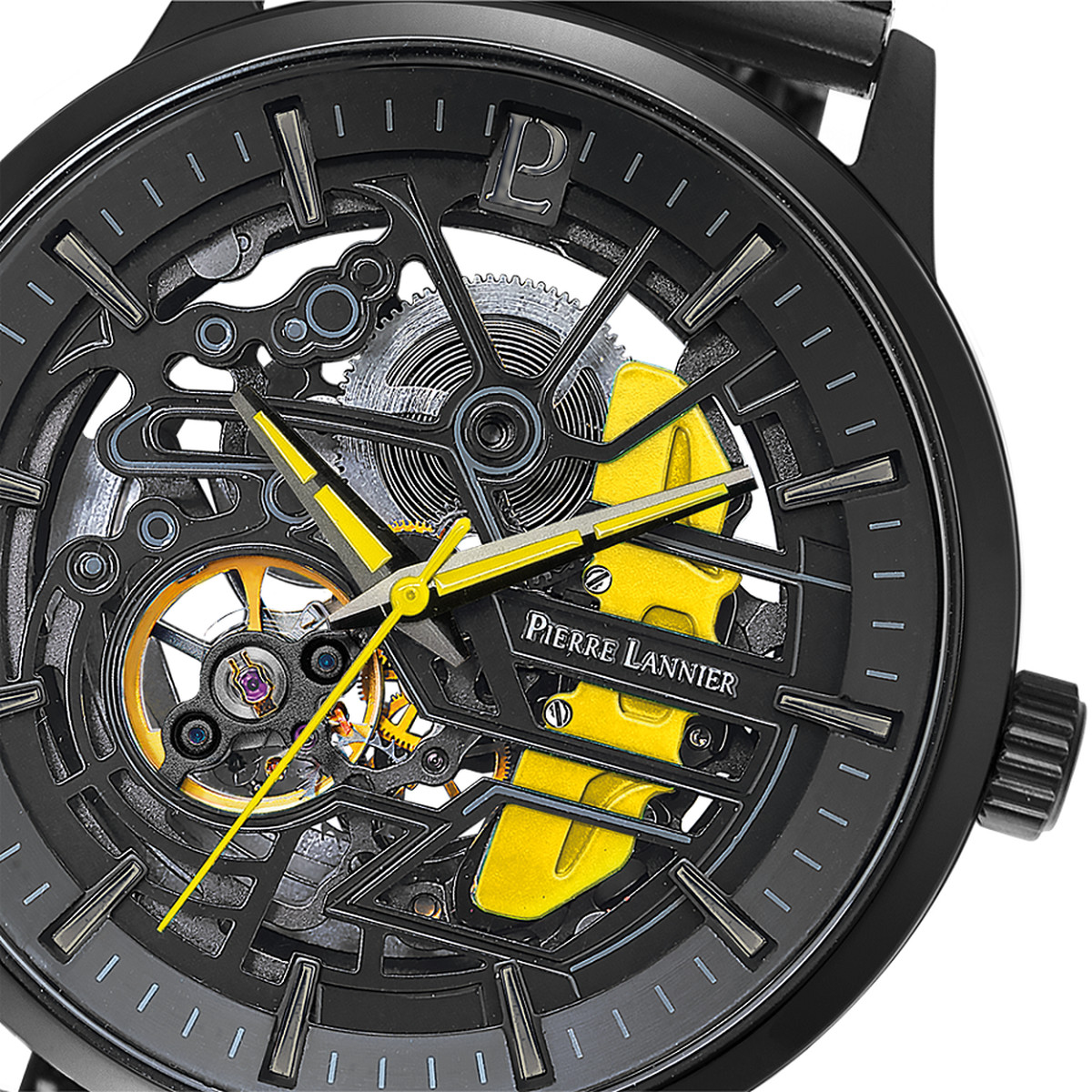 Montre PIERRE LANNIER paddock homme automatique, bracelet acier noir