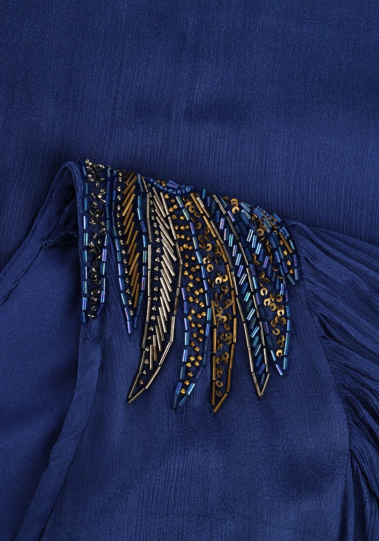 LOUIZON blauwe louizon maxi jurk astral