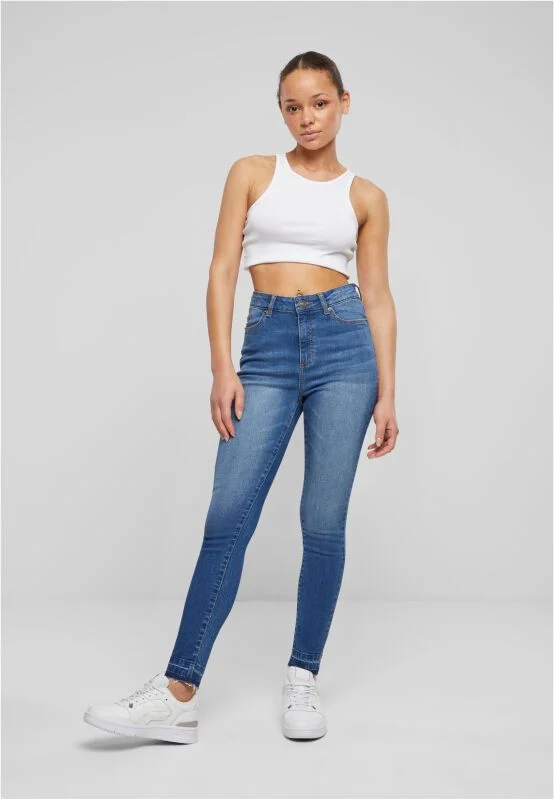 Ladies Skinny High Waist Open Hem Jeans | Urban Classics Jean