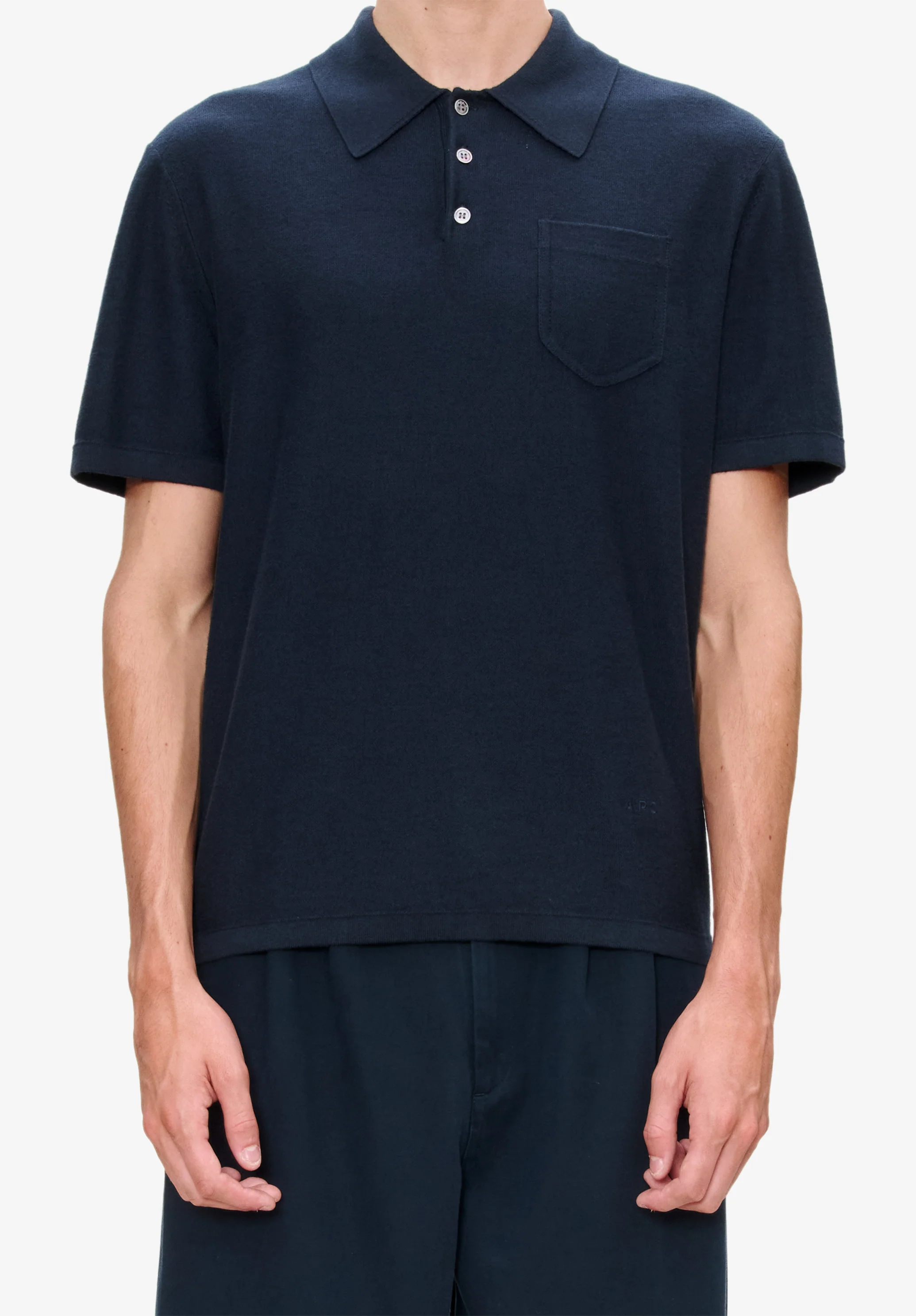 Polo bleu marine en mélange coton et cachemire - Dark navy