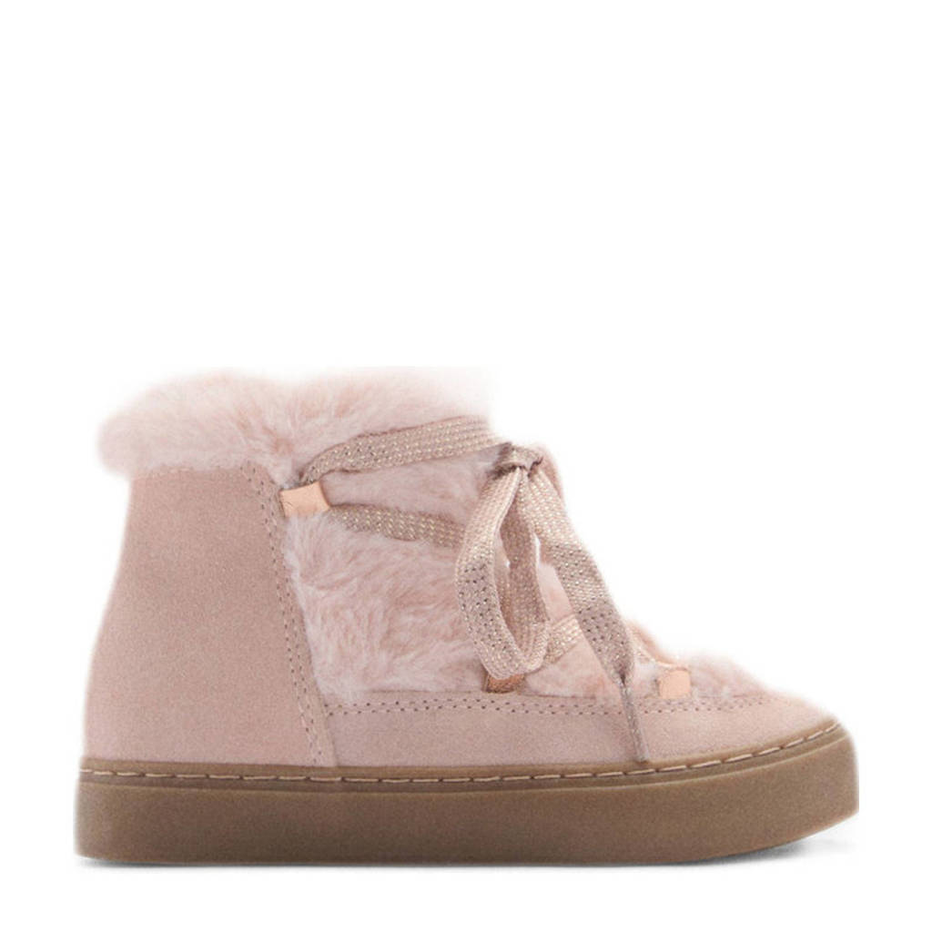 Mango Kids suède enkelboots lichtroze