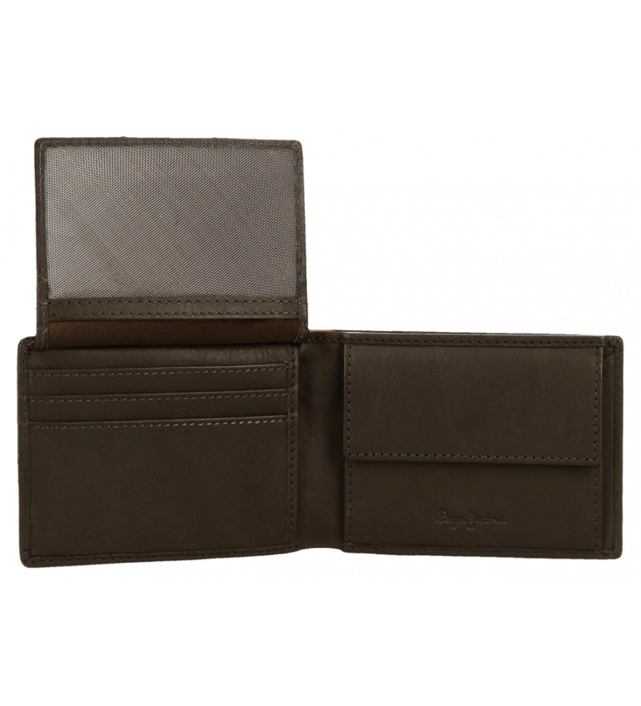 Carteira Pepe Jeans Marshal em couro marrom