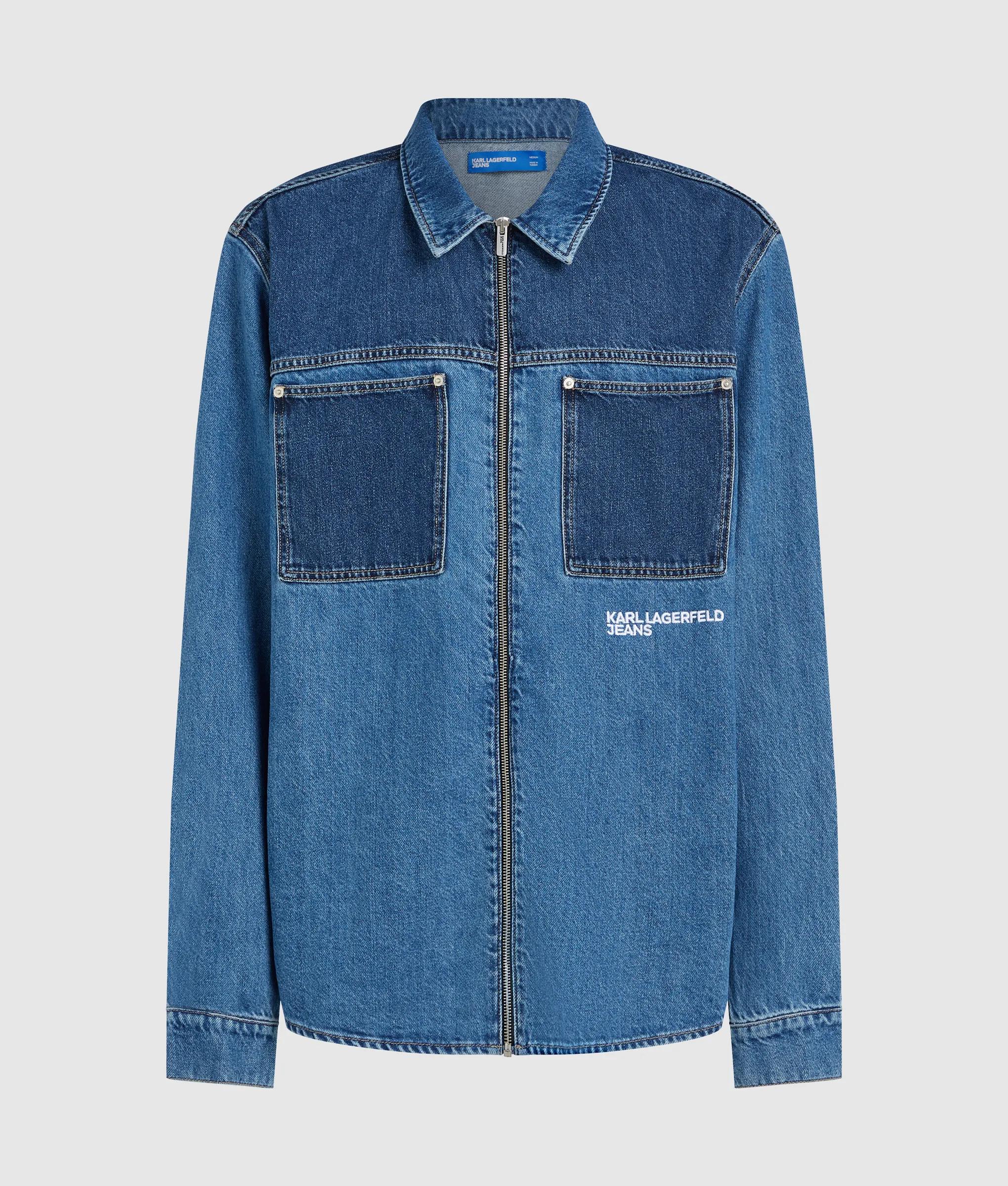 Tweekleurig denim overhemd