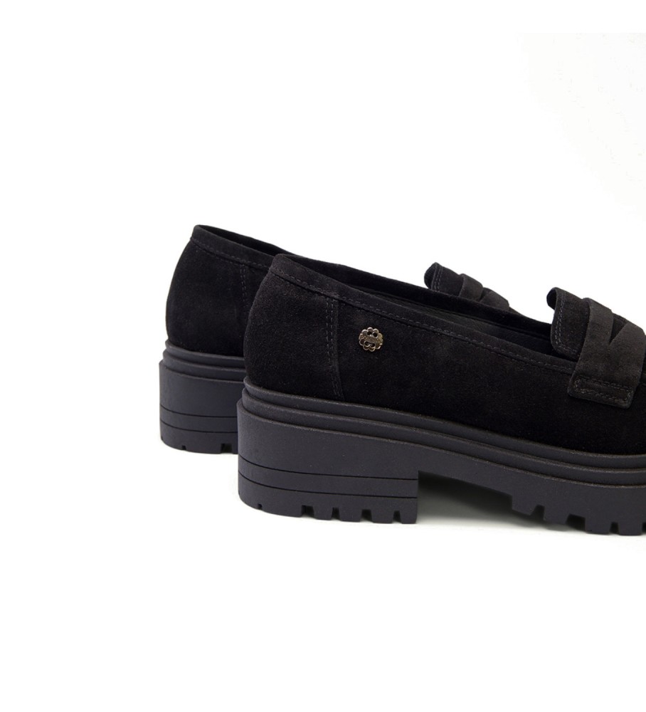 Mocassins Porronet Selma em couro preto - Salto de 5 cm -