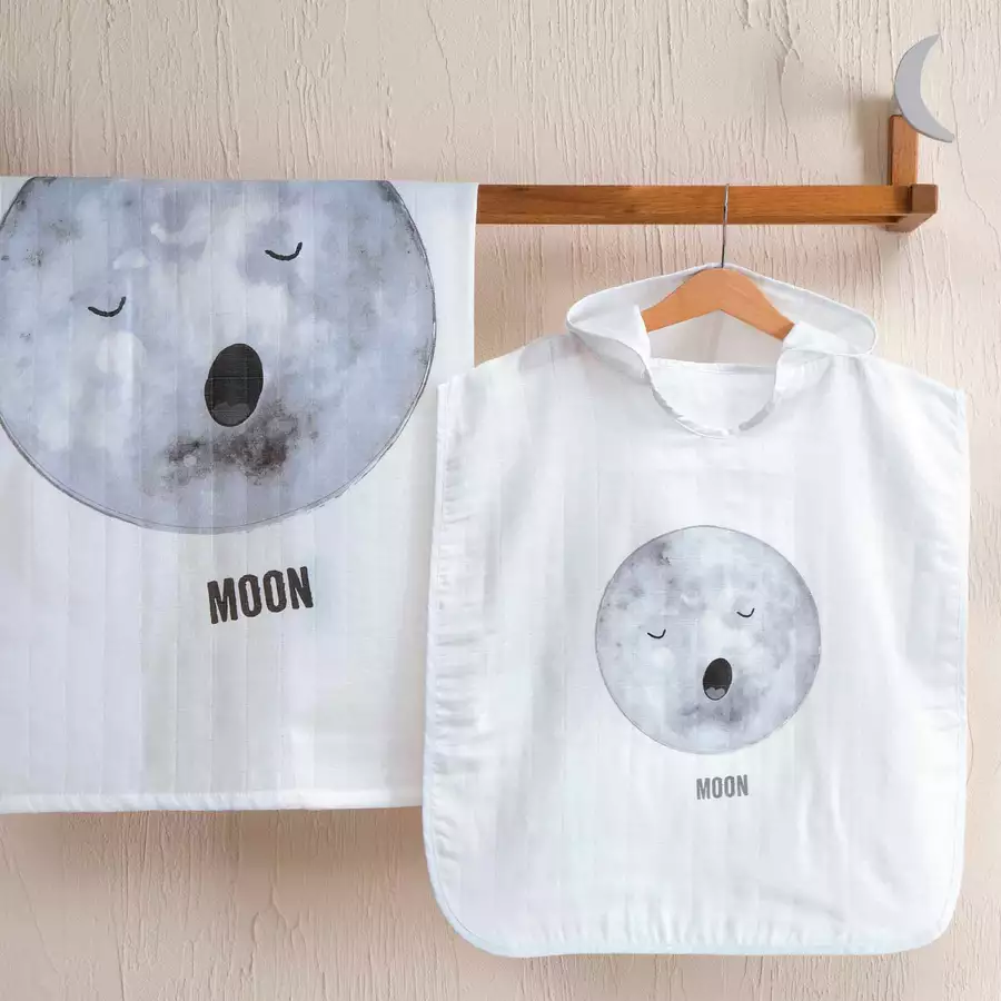 hibboux® Badeponcho Musselin Cosmic-Moon Multicolor