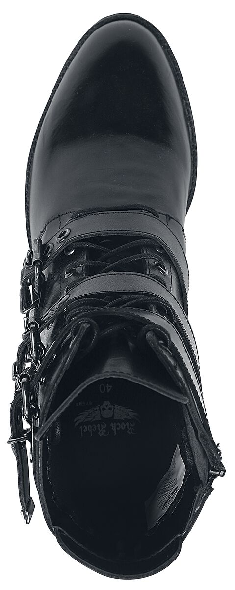 Bottines Noires Lacées avec Boucles | Rock Rebel by EMP Bottes lacées