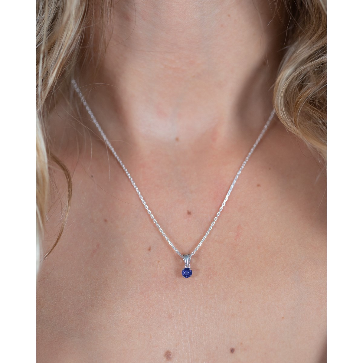 Collier Pendentif Saphir en Argent 925 - Cadeau  Romantique | Aden