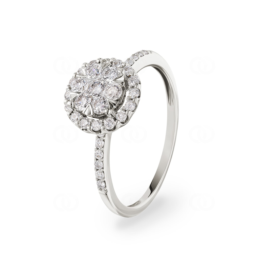 0.50 Karat Diamanten Halo Verlobungsring 750/18 K Weissgold