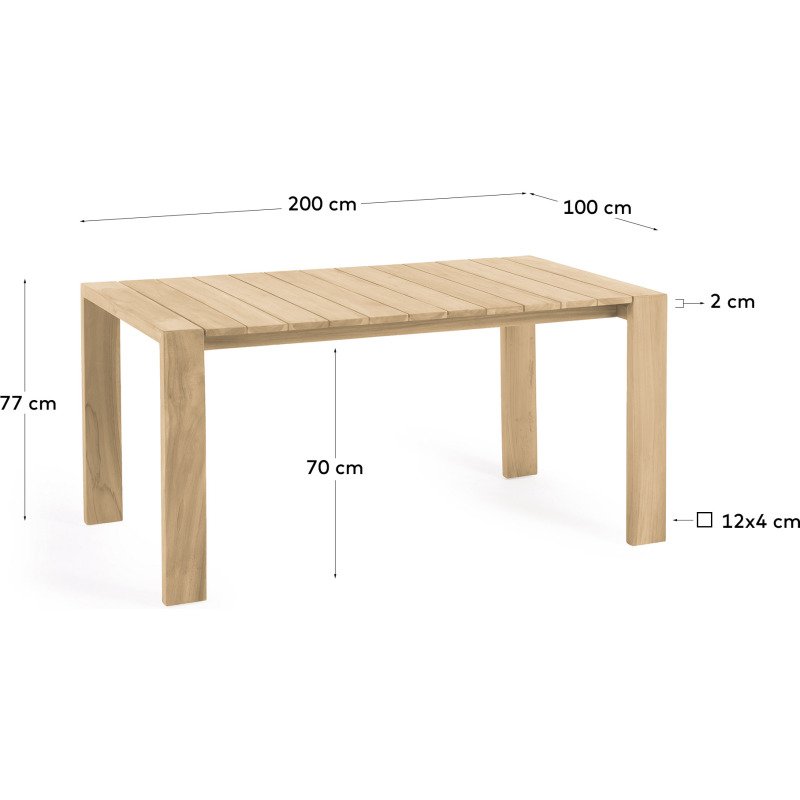 Table d'extérieur rectangle Victoire - bois de teck massif - L 200 x  P 100 cm