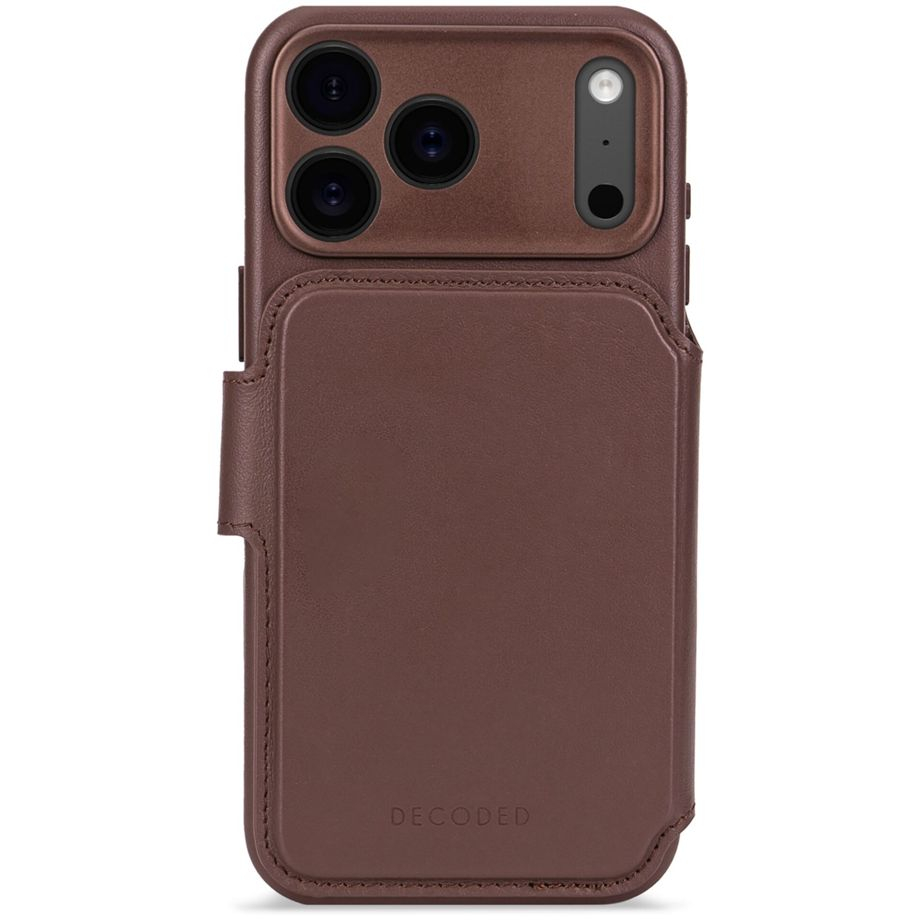 2in1 iPhone 17 Pro MagSafe Echtleder Magnet Wallet Case Tasche Flip Cover (D26IPO17PDW5CN) - Braun