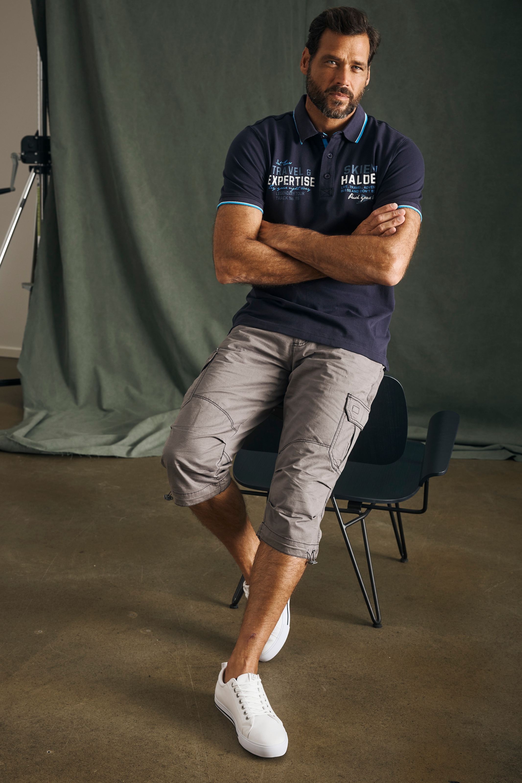 Man's World Poloshirt , Kurzarm,  bedrucktes Design,  Polokragen,  aus Baumwolle