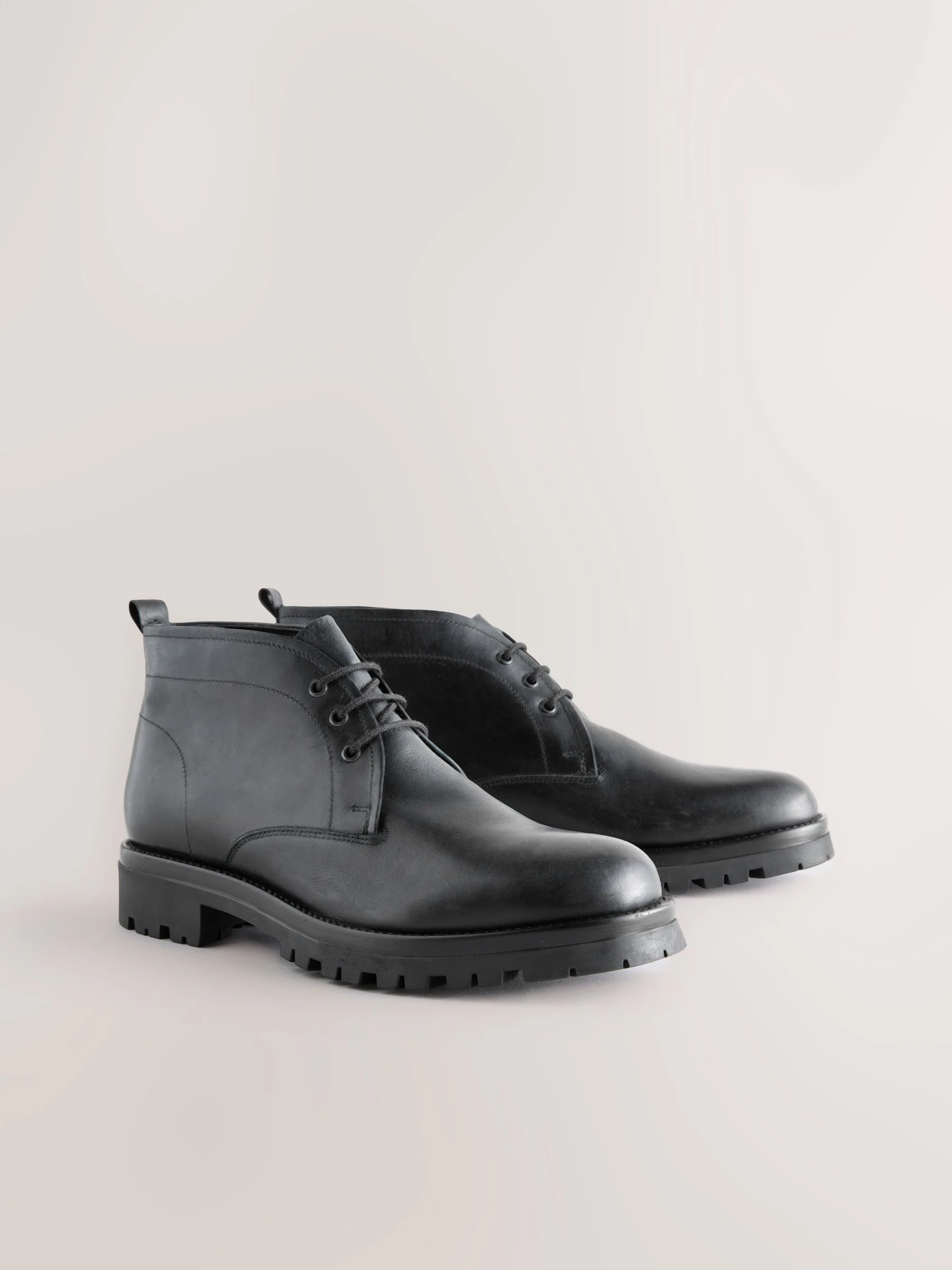 Zwart - Chunky Leather Chukka Boots