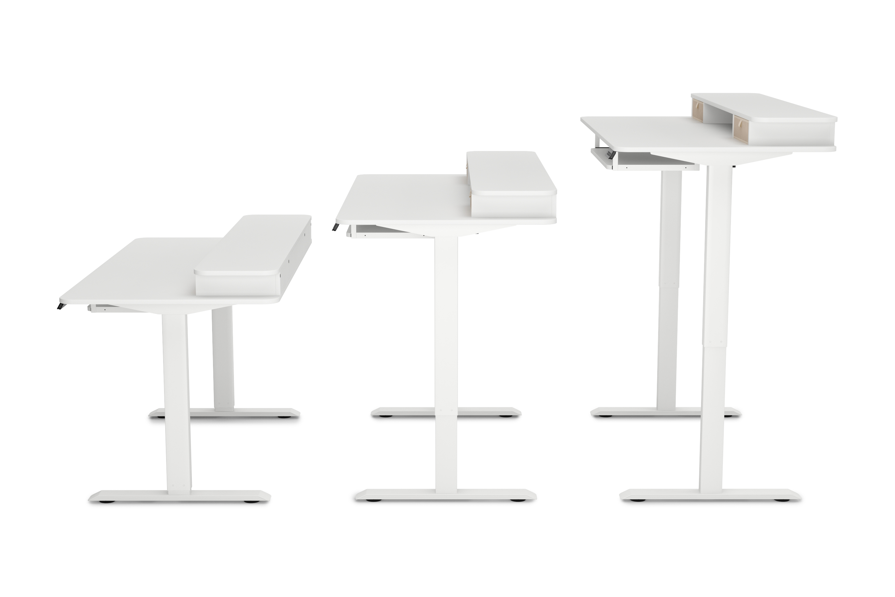Stehpult elektrisch mit Ablage + Tastaturfach weiss 140 x 70 cm