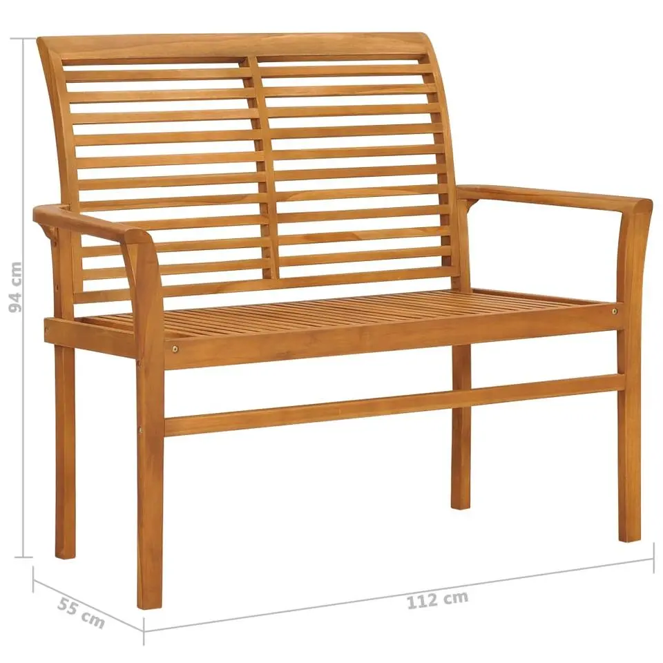 vidaXL - Bank Batavia met blauw kussen - Teakhout - 112x55x94 cm