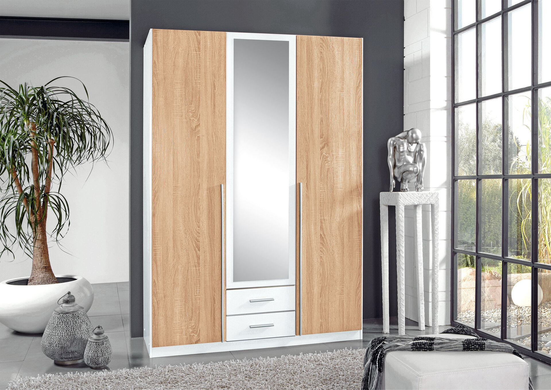Kleiderschrank Skate Eiche Alpinweiß Nachbildung ca. 135 x 197 x 58 cm