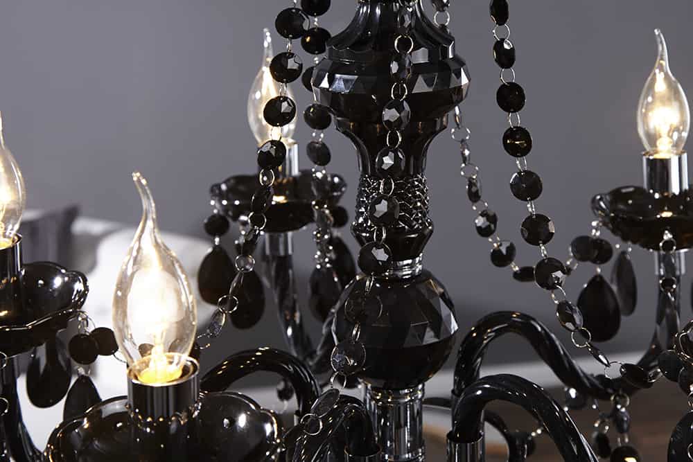 Eleganter Kronleuchter  BLACK CRYSTAL 55cm schwarz Acryl 5-armig Lüster
