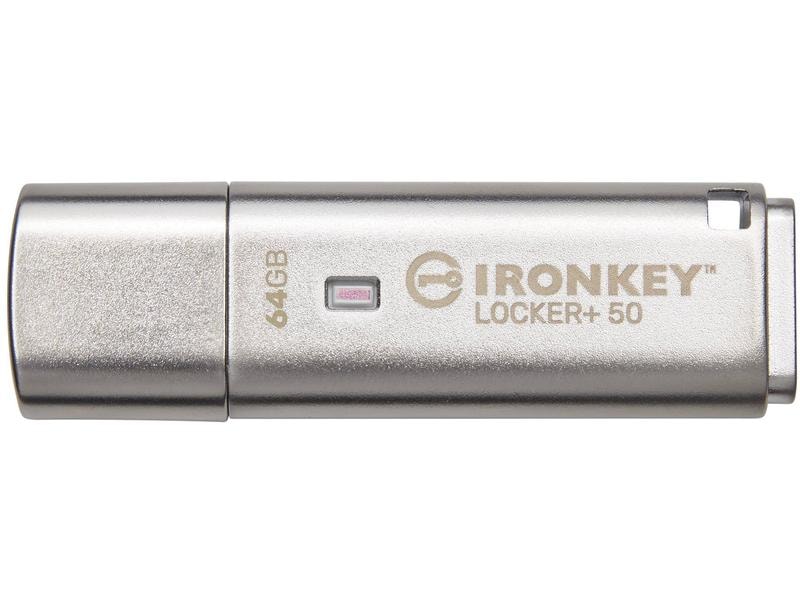 Kingston USB-Stick IronKey Locker  50 64 GB USB-Stick mit AES-256-Verschlüsselung