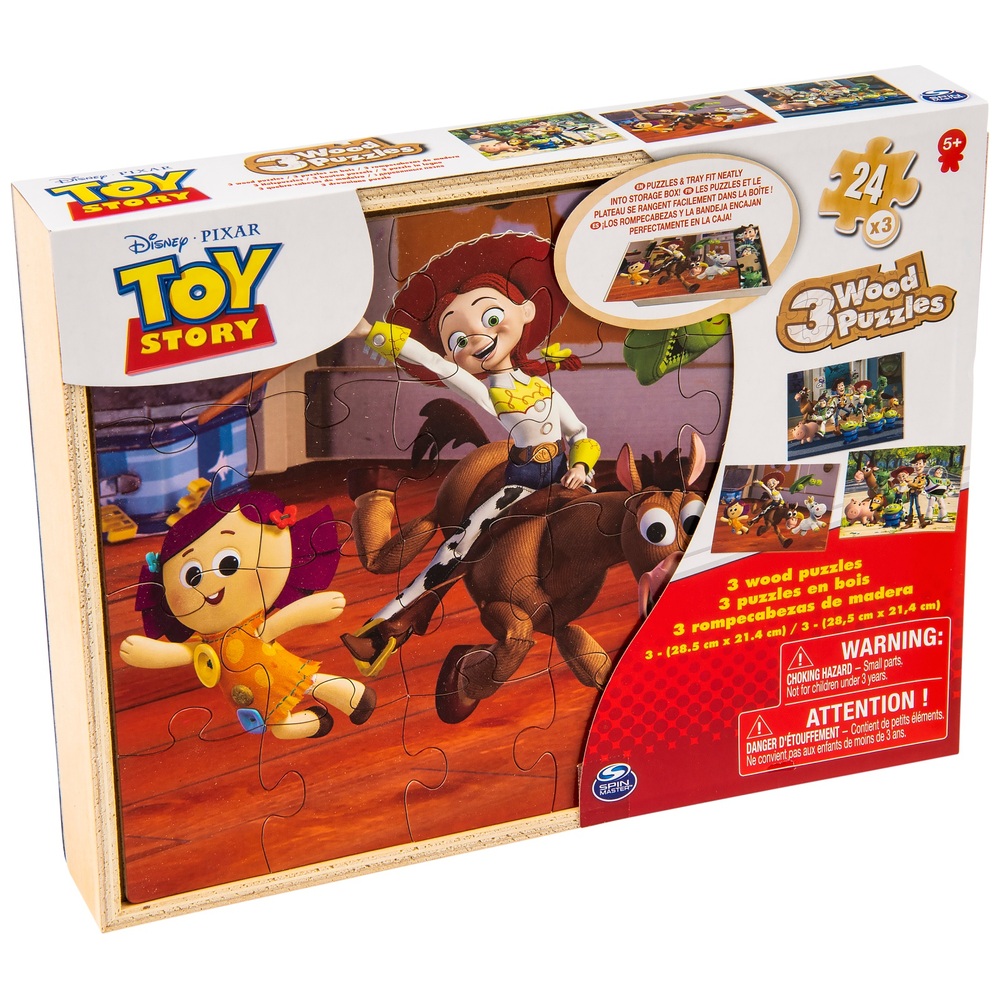 Toy Story 3 Holzpuzzles, 3er-Pack, in Holzaufbewahrungsbox