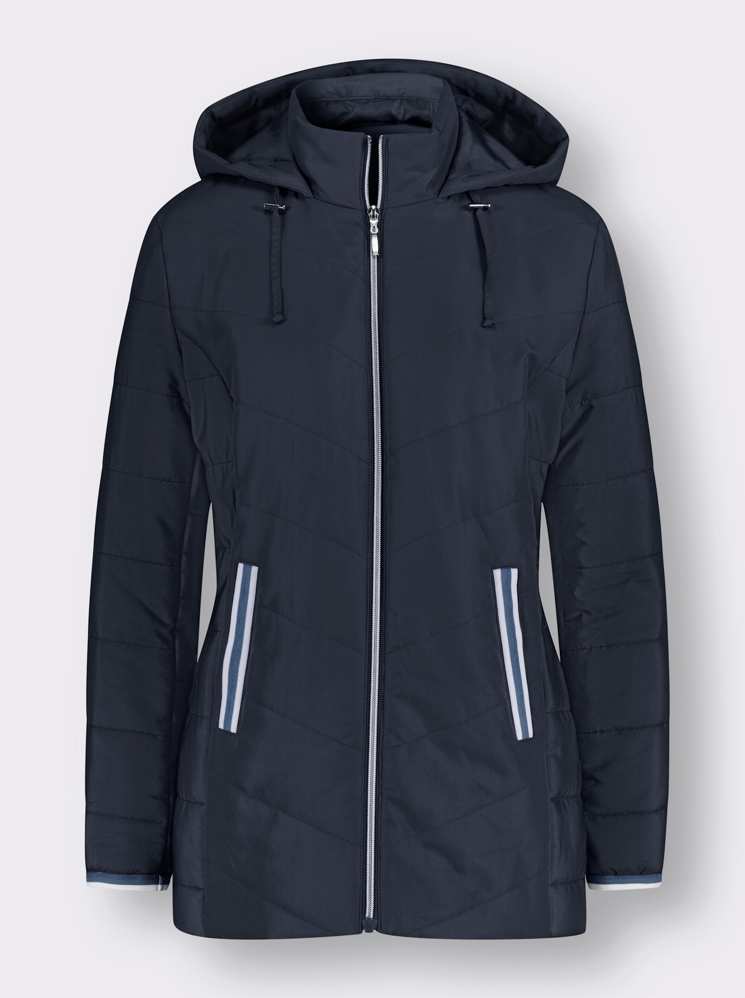 Steppjacke mit weitenregulierbarer Kapuze