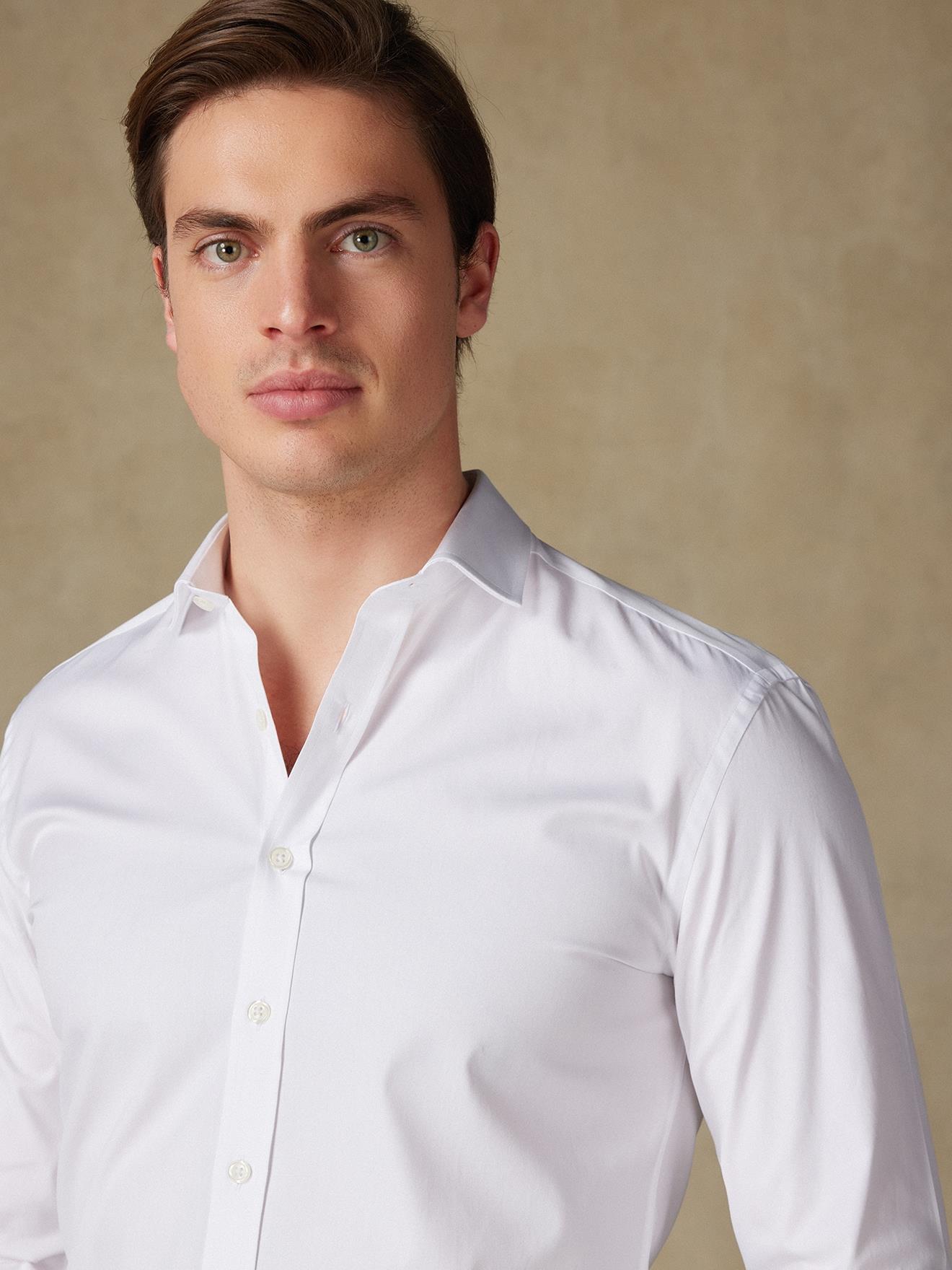 Chemise cintrée en pin point blanc - Petit Col