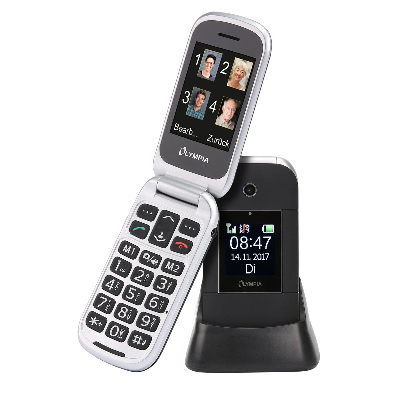 OLYMPIA Janus Senioren Mobiltelefon, große Tasten und Farbdisplay, Schwarz