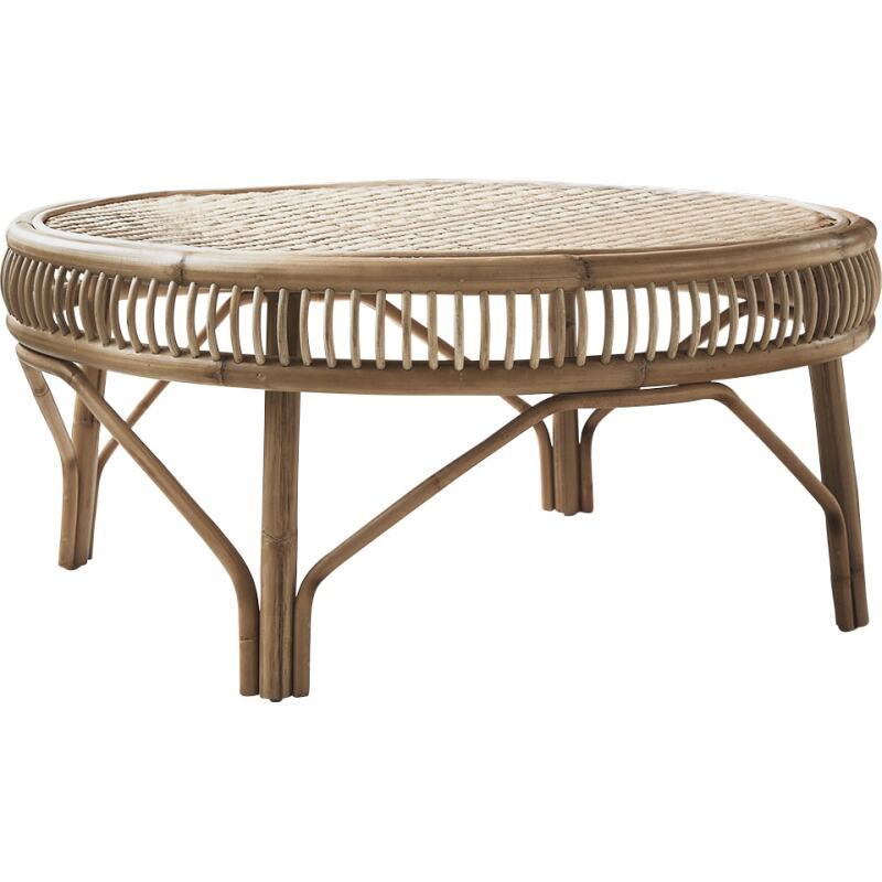 Table basse en tiges de rotin Zita H 40 x L 90 x P 90 cm
