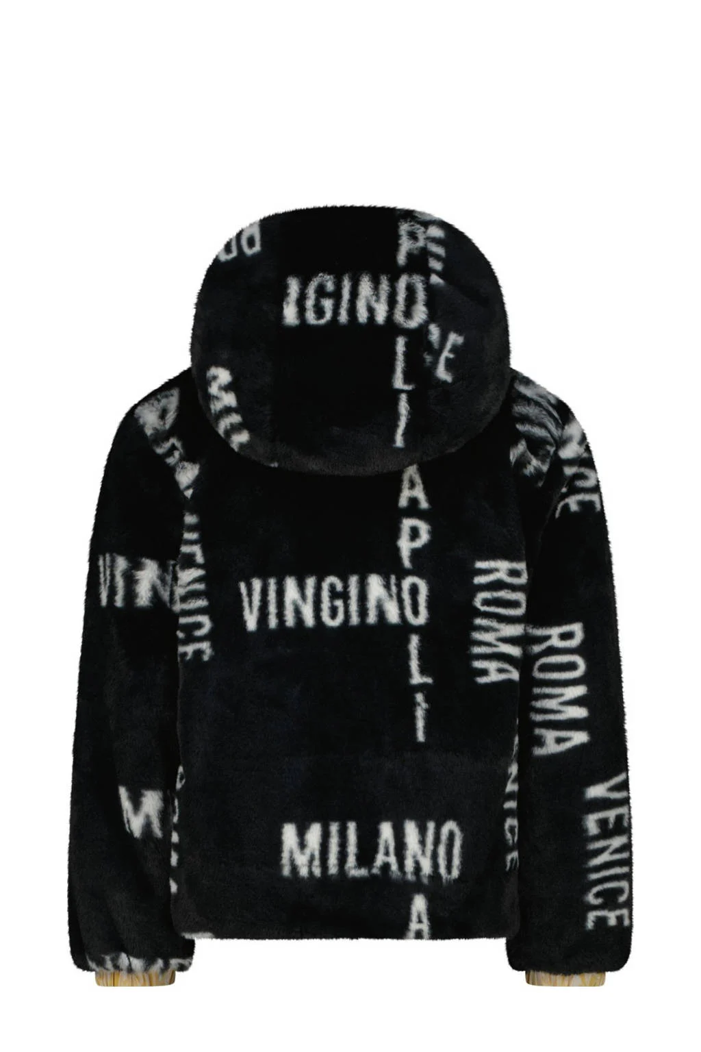 Vingino reversible gewatteerde imitatiebont winterjas Tabra goud/zwart/wit