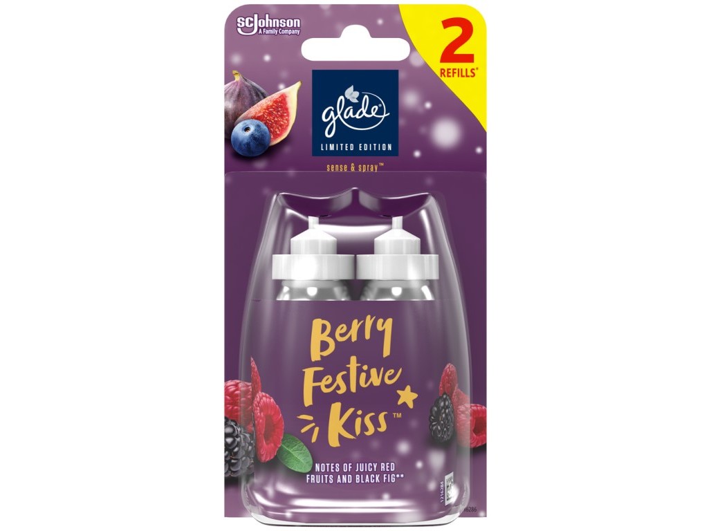 AMBIENTADOR S&S RECARGA GLADE WINTER BERRY FESTIVE KISS 2X18ML