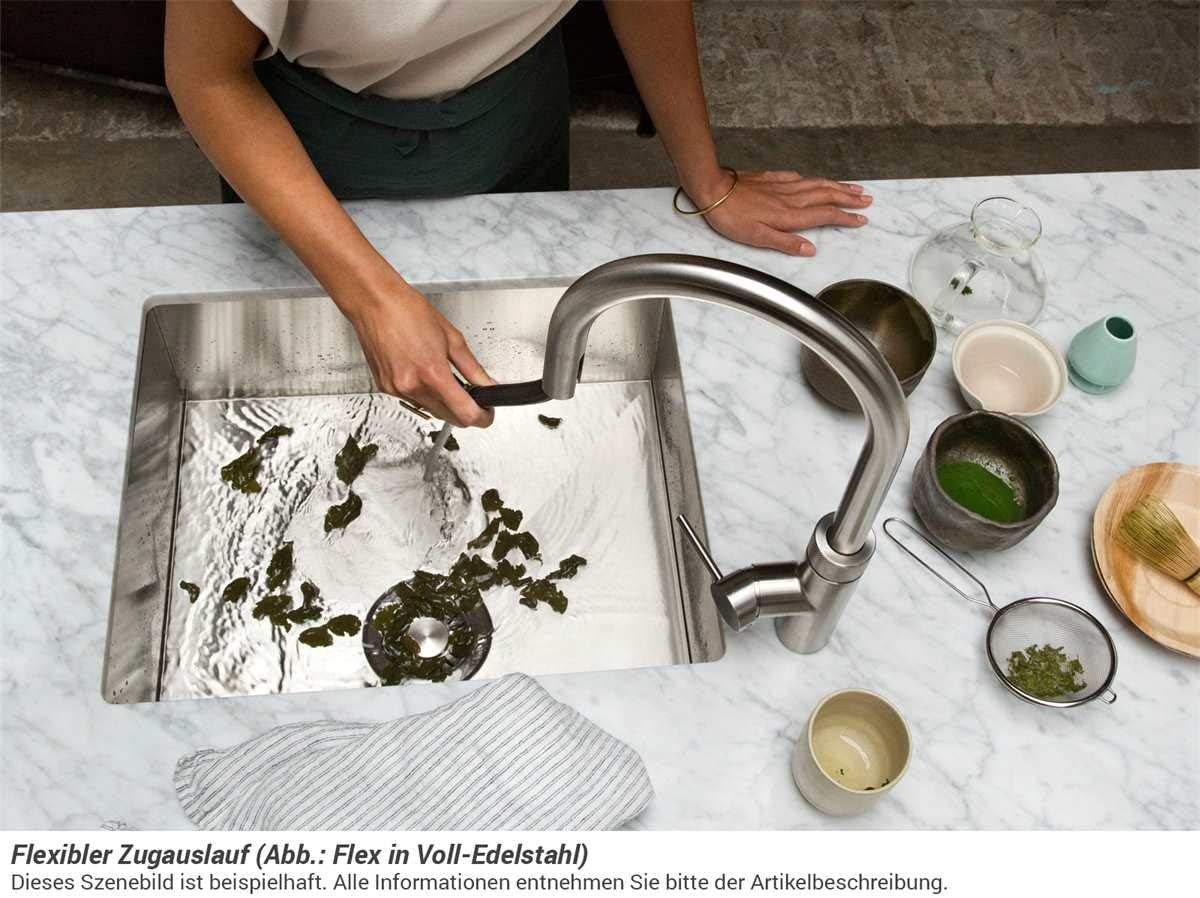 Quooker COMBI+ 2.2 E & CUBE | Flex CHR (verchromt glänzend) Kochend-Wasserhahn