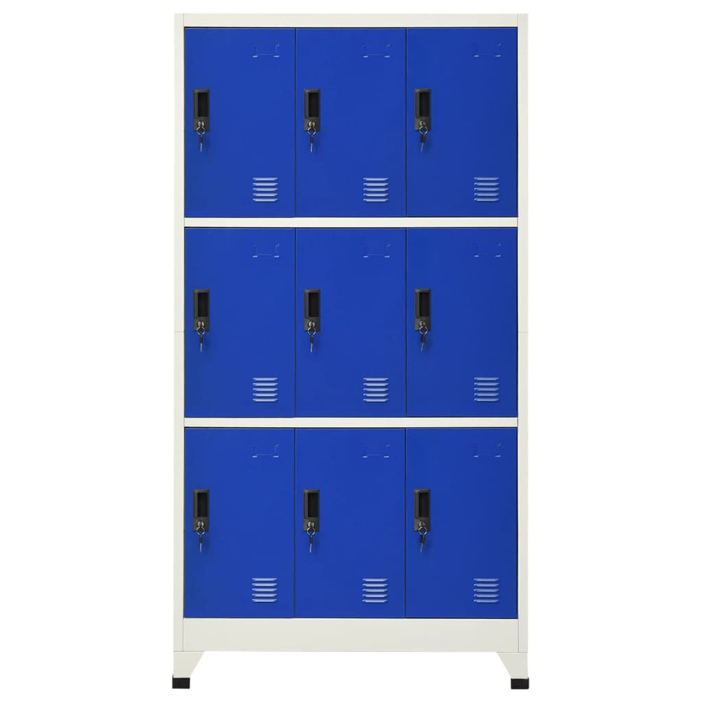 vidaXL Afsluitbare kast grijs/blauw 90x45x180 cm staal