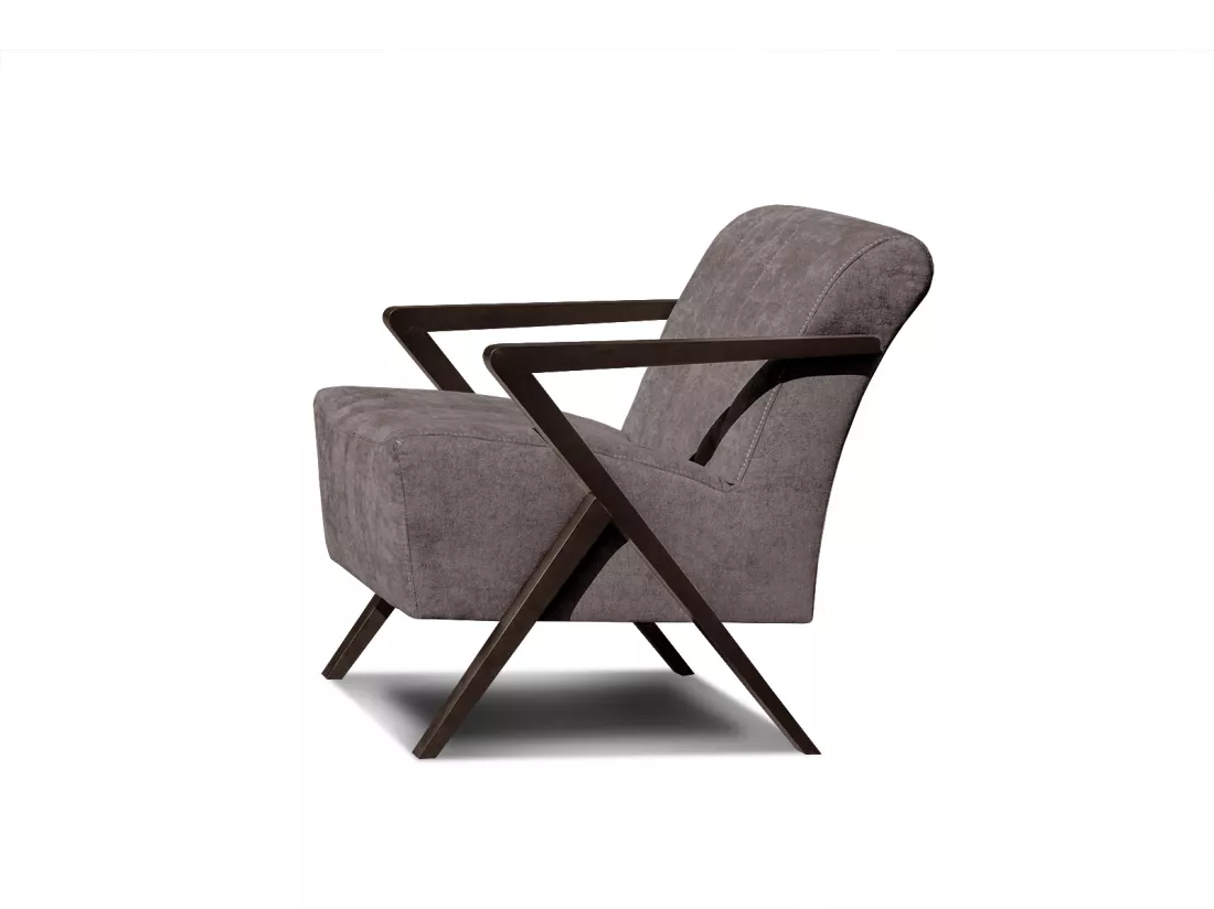 Fauteuil fixe Lebron, tissu marron