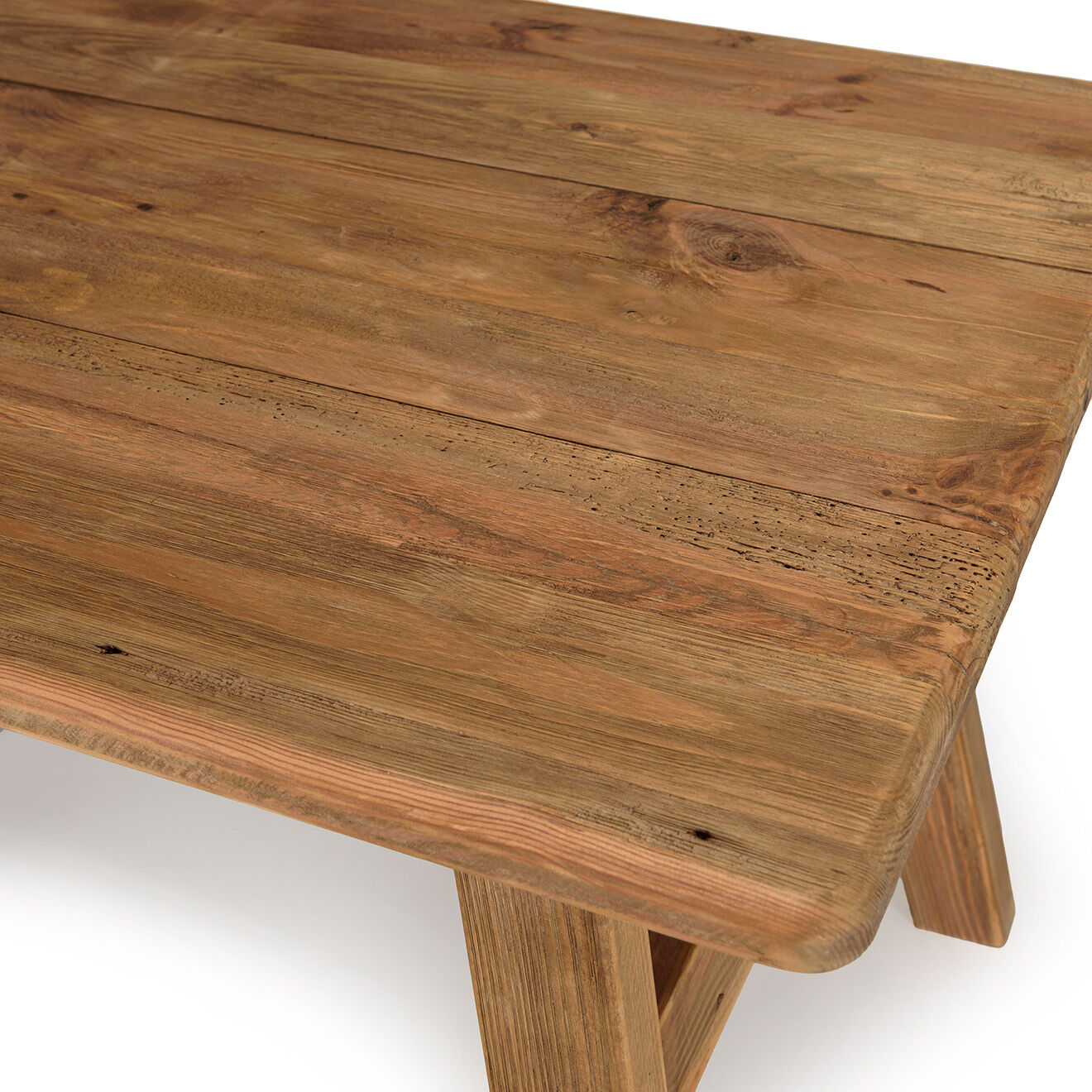 Macabane Table à manger bois Pin recyclé Andrian marron - 140x75 cm
