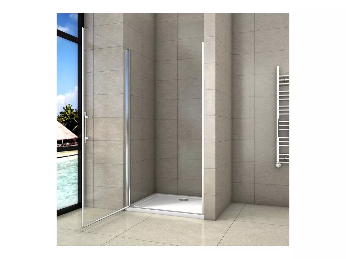 Porte de douche 80x180cm porte de douche pivotante en niche 5mm verre anticalcaire porte de douche hauteur 180 cm