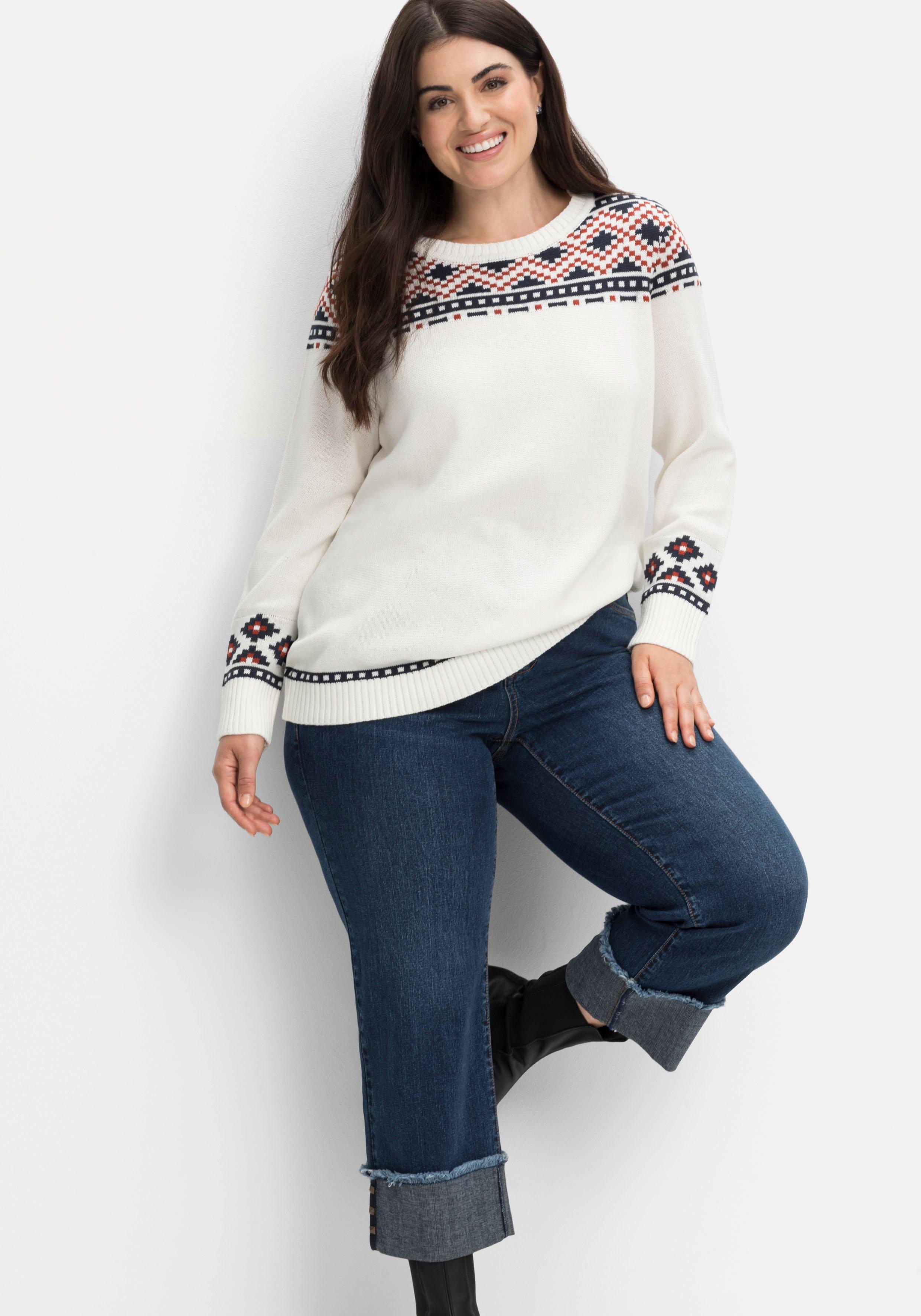 Weite 7/8-Jeans mit breitem Saum-Umschlag
