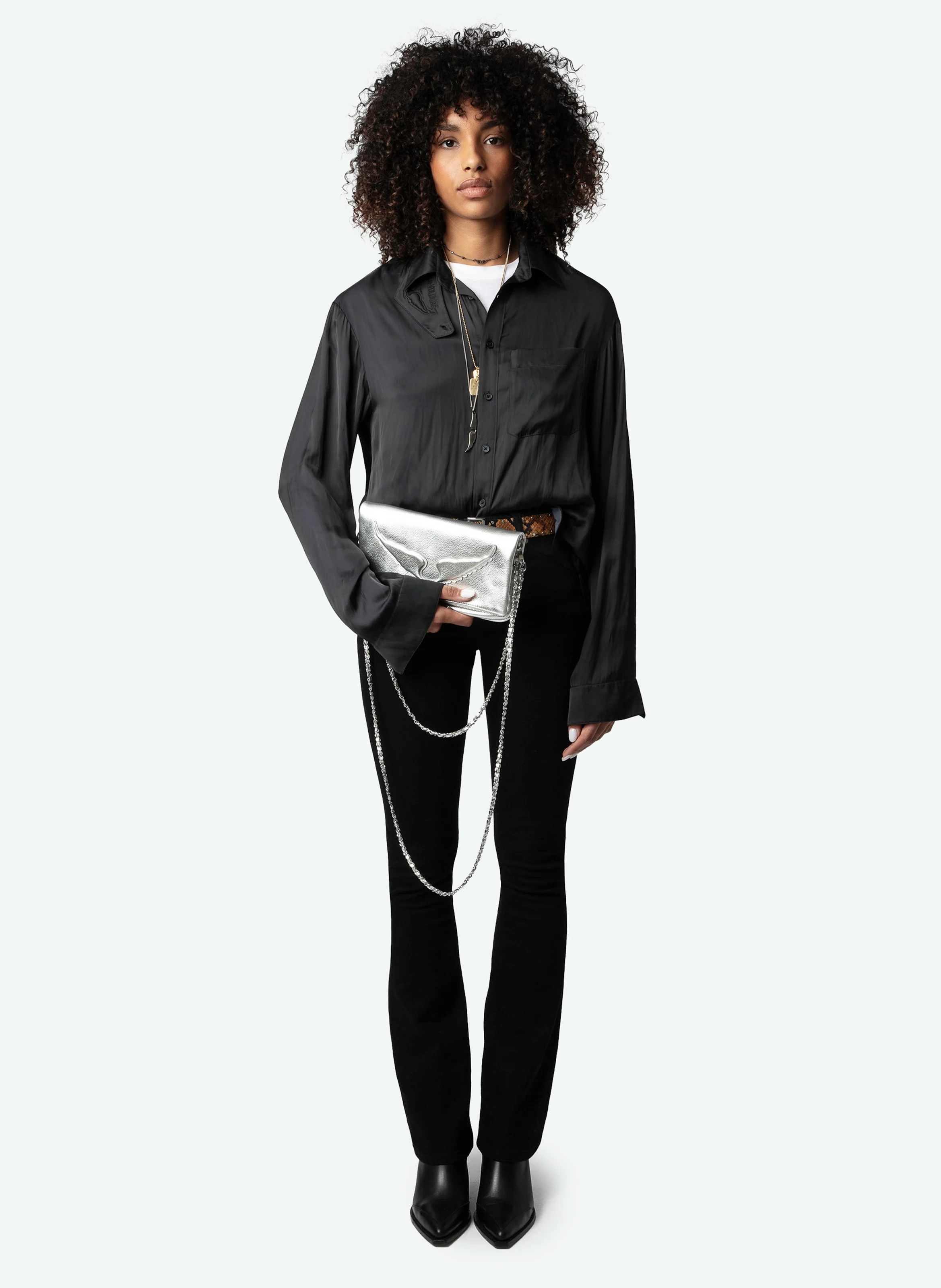 ROCK WINGS - Pochette en cuir | Gris