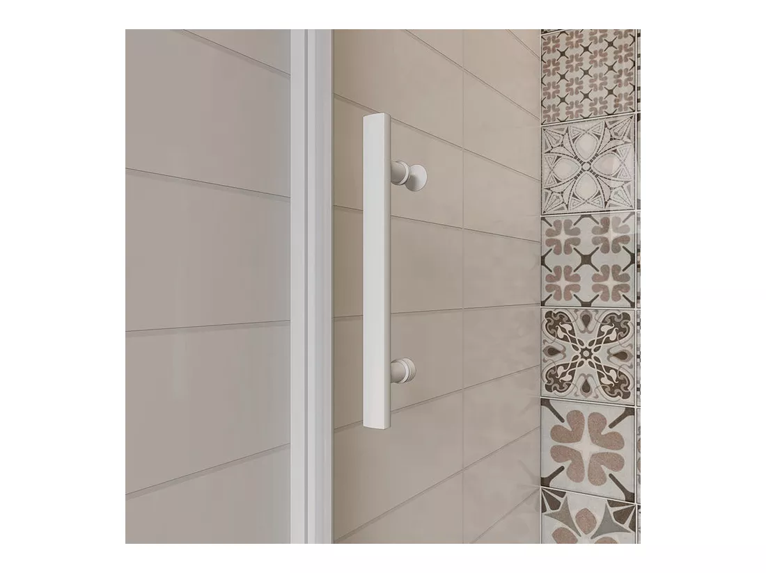 Porte de douche pivotante 80x185cm profilé blanc en verre de sécurité et transparent