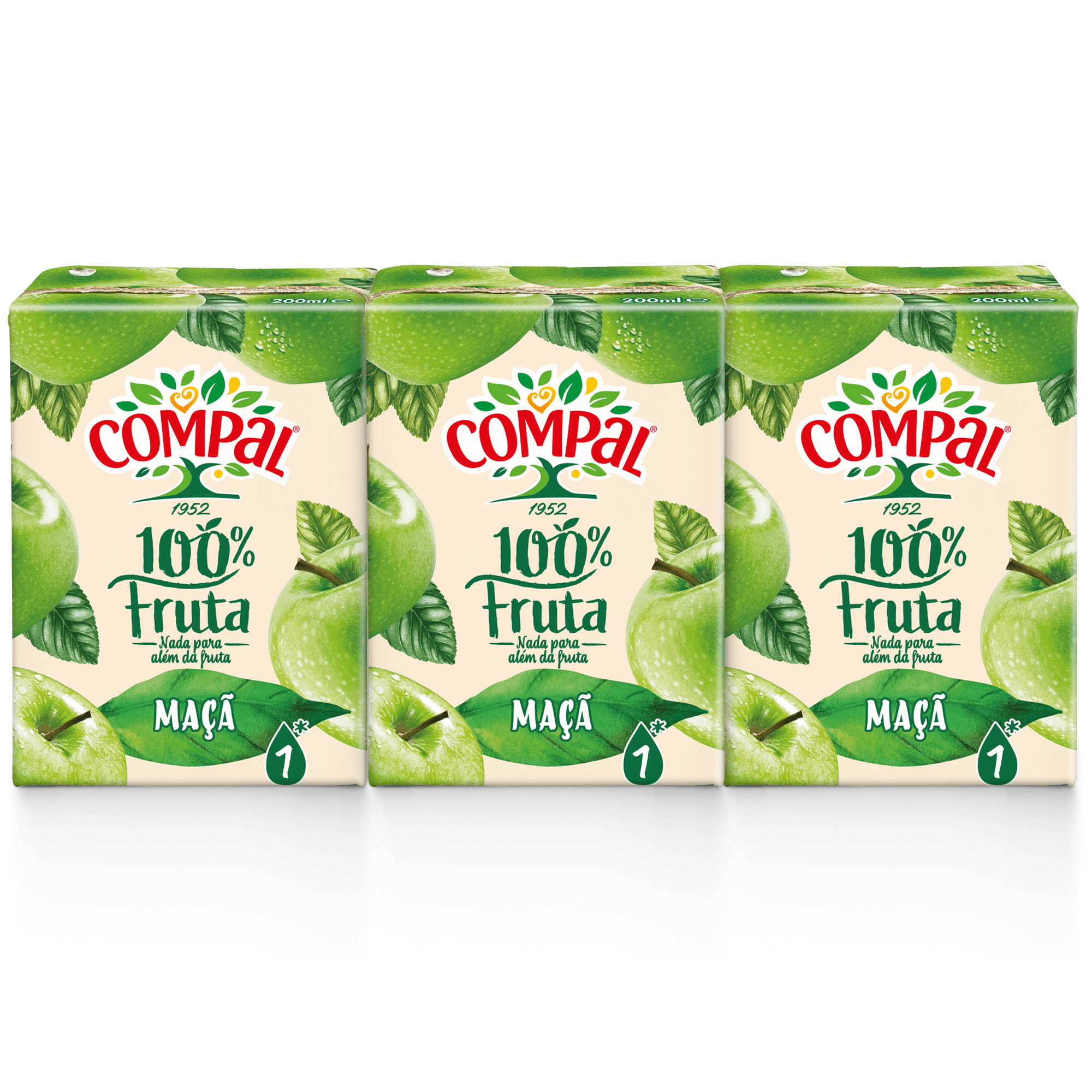 SUMO COMPAL 100% MAÇÃ 3X0.20L