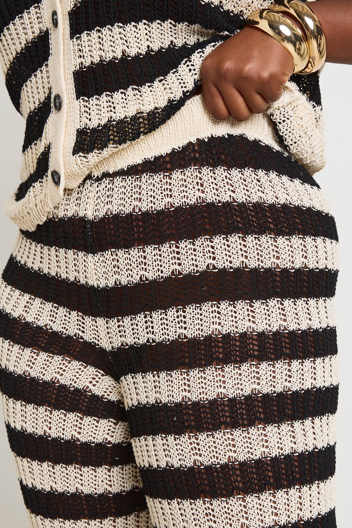 boohoo Pantalon De Plage Grande Taille En Tricot Crochet À Rayures