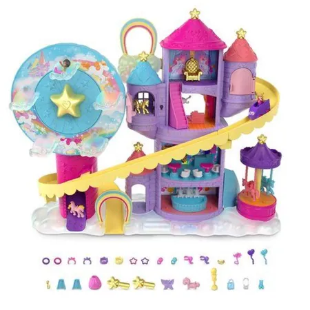 Mattel Polly Pocket Pollyville Regenbogen-Einhornspaß Freizeitpark