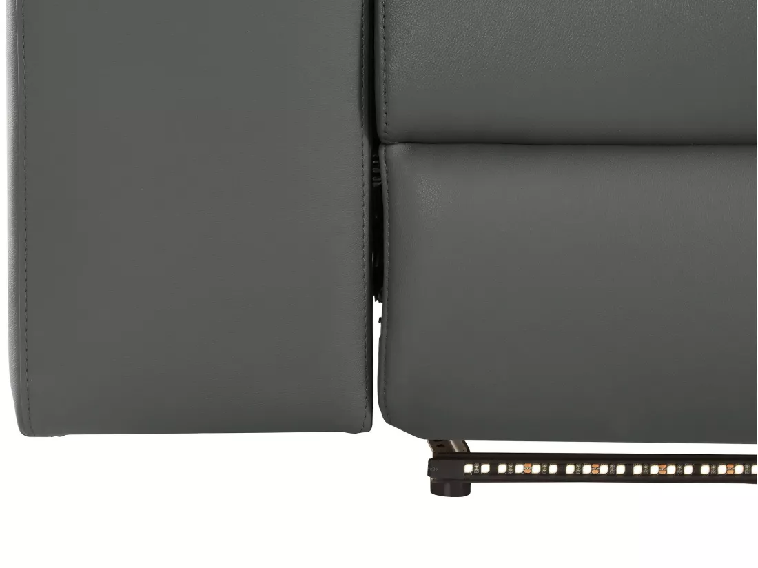 Rayland | Fauteuil relax 3 places manuel en cuir et PU gris