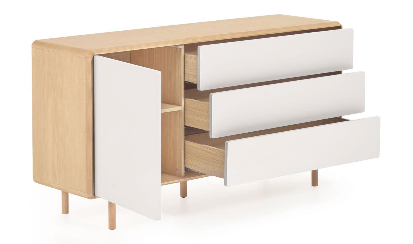 Kave Home Sideboard ANIELLE 150 x 78 cm Esche/Natur/grau