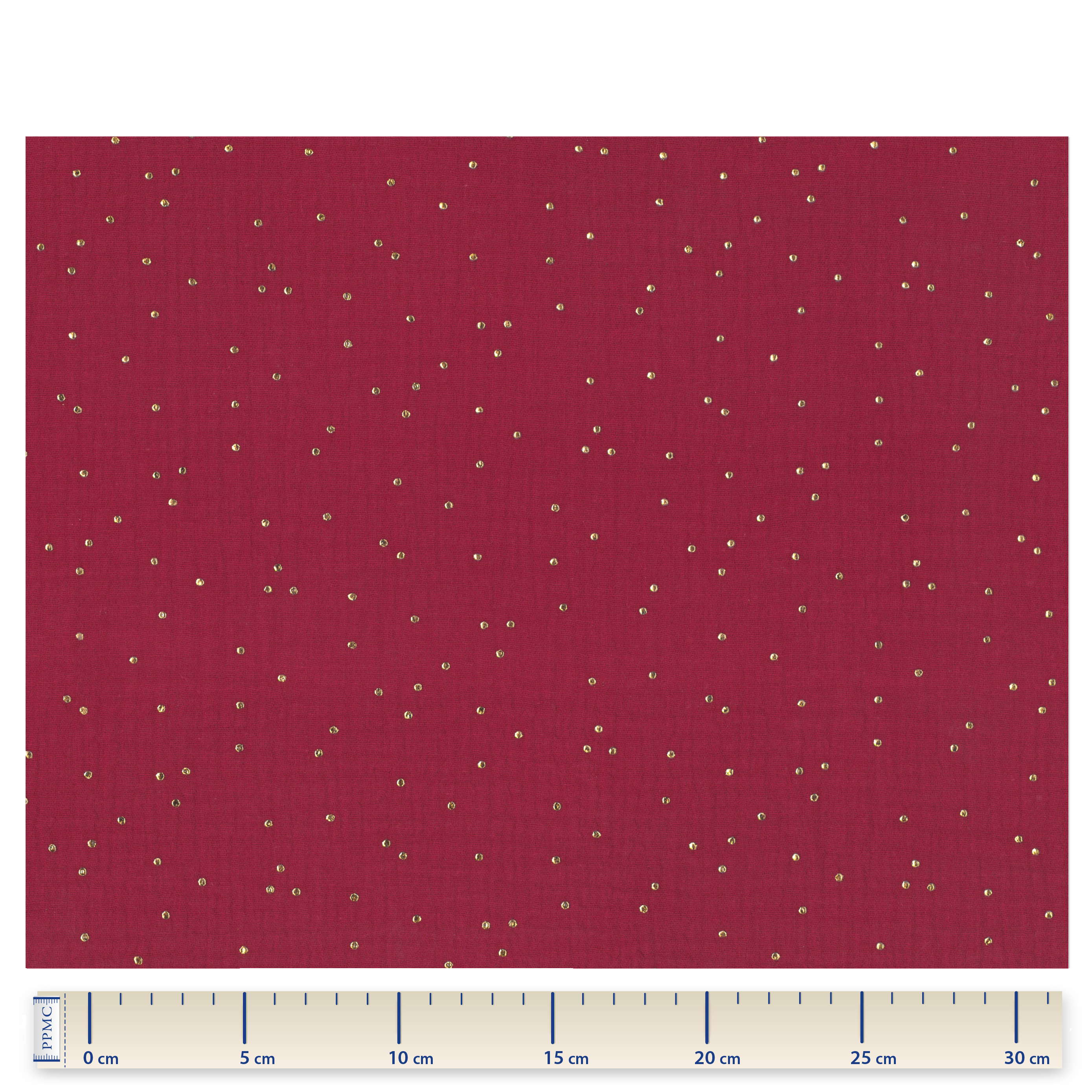Tissu Coton Au Mètre Ex2269 Gaze Pois Or Grenat